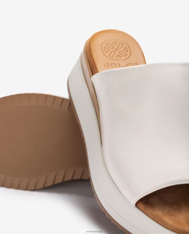 Unisa sandália com salto cunha e gáspea larga mulheres 6V2Z6828 branco