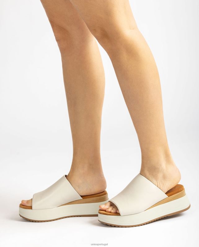 Unisa sandália com salto cunha e gáspea larga mulheres 6V2Z6828 branco