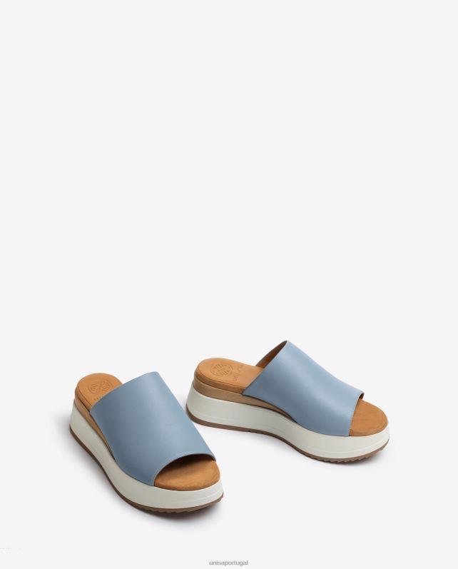 Unisa sandália com salto cunha e gáspea larga mulheres 6V2Z6829 azul