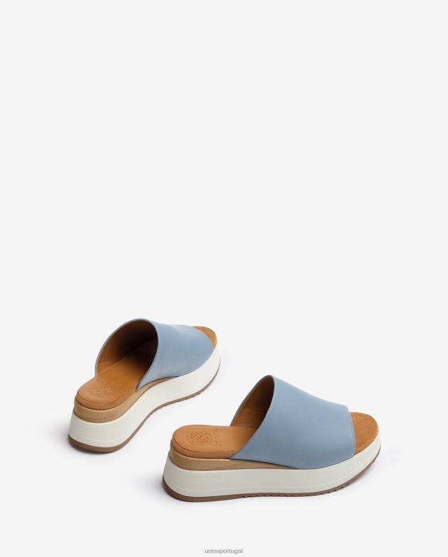 Unisa sandália com salto cunha e gáspea larga mulheres 6V2Z6829 azul