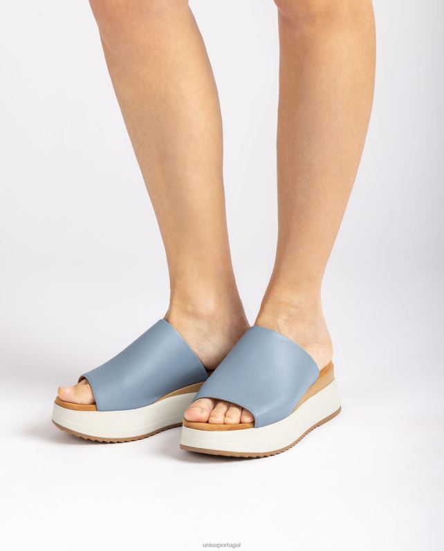 Unisa sandália com salto cunha e gáspea larga mulheres 6V2Z6829 azul