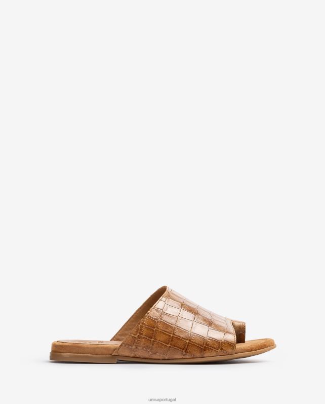 Unisa sandálias mule de couro planas mulheres 6V2Z61260 marrom