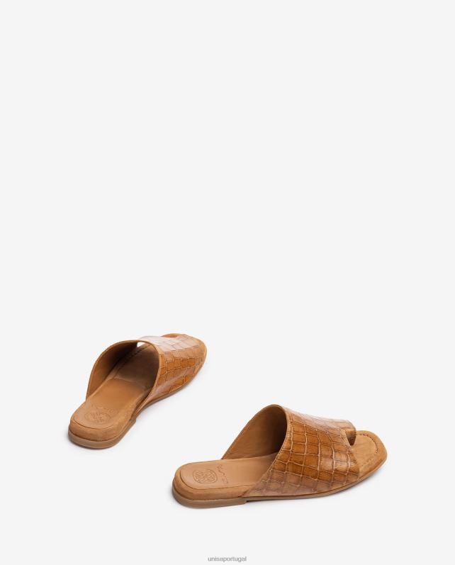 Unisa sandálias mule de couro planas mulheres 6V2Z61260 marrom