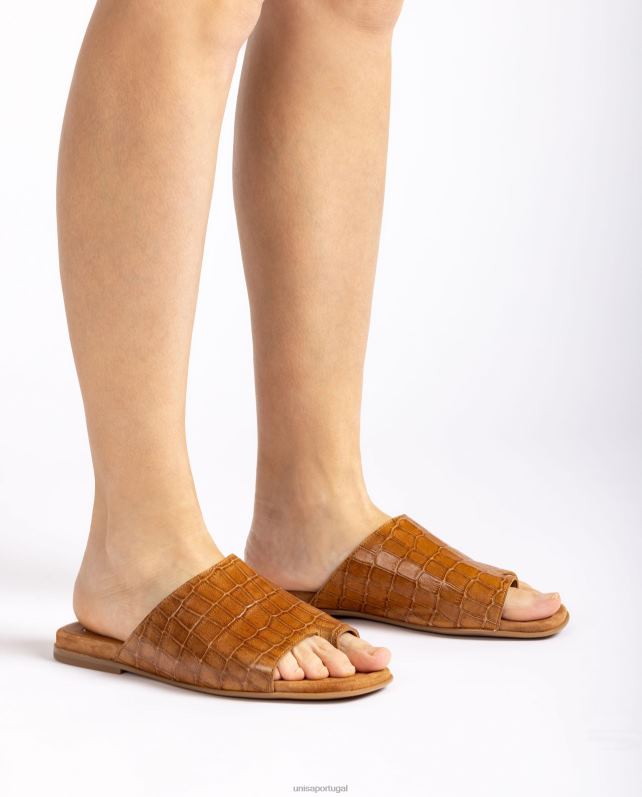 Unisa sandálias mule de couro planas mulheres 6V2Z61260 marrom