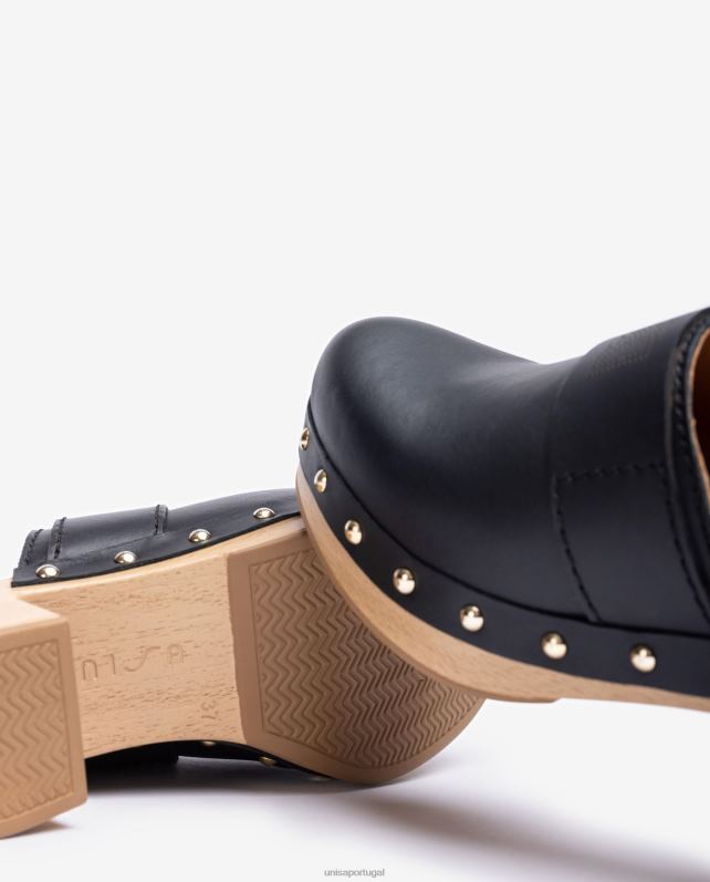 Unisa tamanco feito em couro mulheres 6V2Z6806 preto