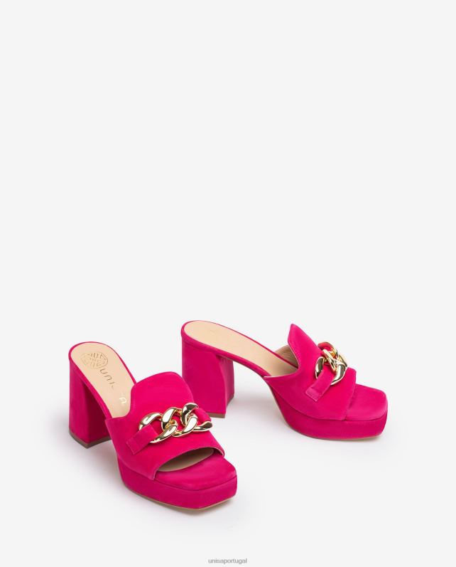 Unisa sandália camurça com corrente mulheres 6V2Z6221 rosa