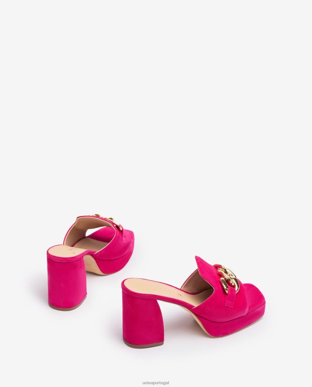 Unisa sandália camurça com corrente mulheres 6V2Z6221 rosa