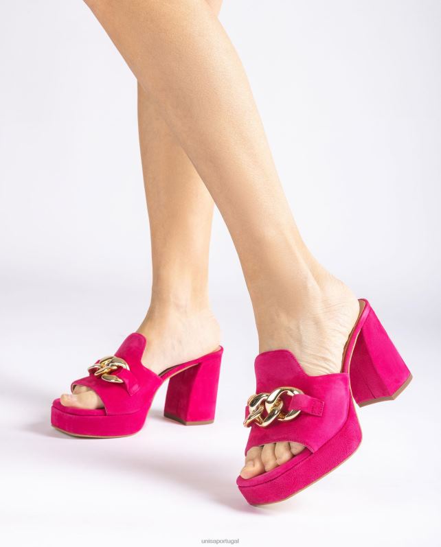 Unisa sandália camurça com corrente mulheres 6V2Z6221 rosa