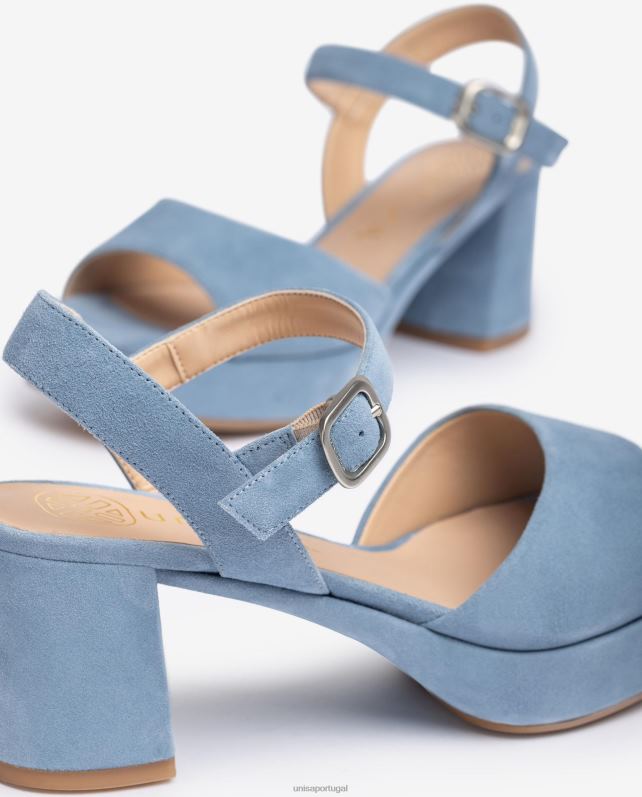 Unisa sandália camurça com fivela mulheres 6V2Z6437 azul