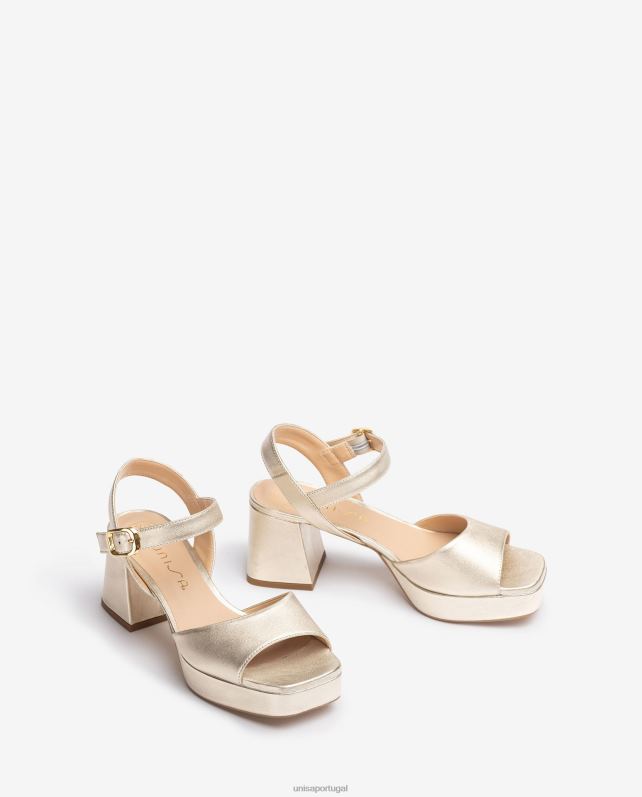 Unisa sandália com salto e plataforma mulheres 6V2Z6216 ouro