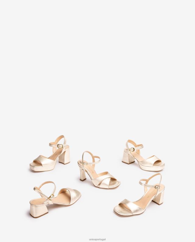 Unisa sandália com salto e plataforma mulheres 6V2Z6216 ouro