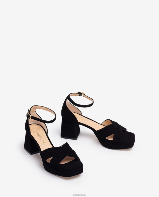 Unisa sandália com salto e plataforma mulheres 6V2Z6217 preto