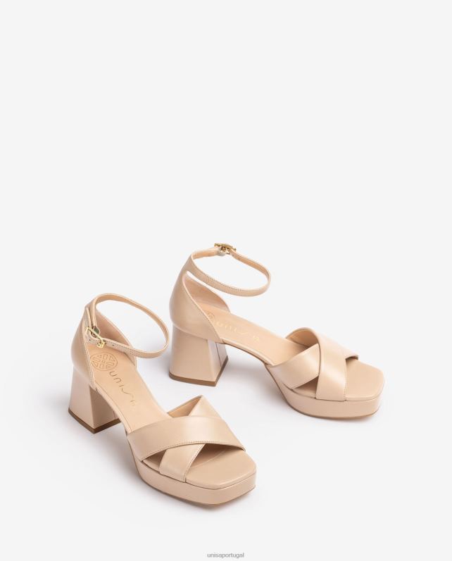 Unisa sandália com salto e plataforma mulheres 6V2Z6219 bege