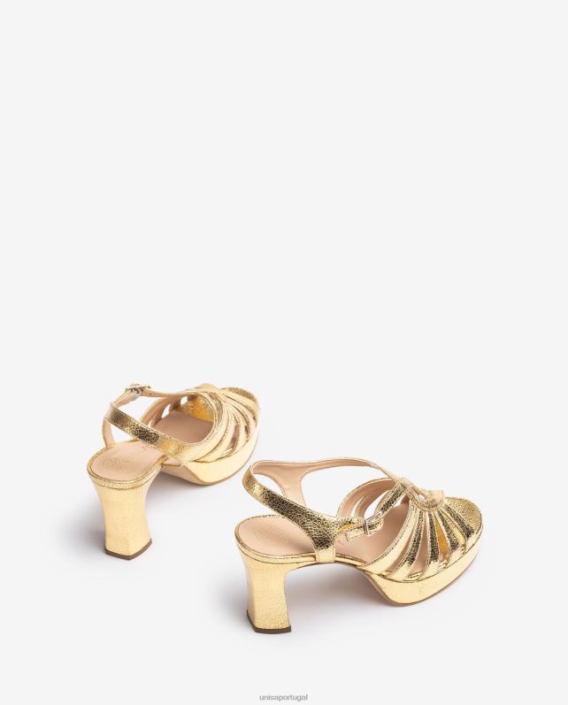 Unisa sandália de tiras em couro metalizado brilhante mulheres 6V2Z6231 moda