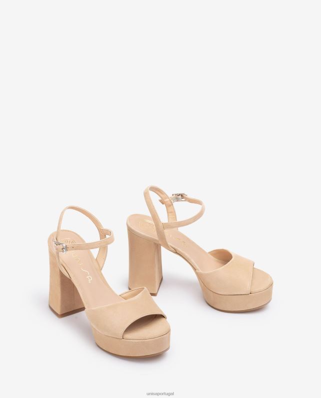 Unisa sandália salto alto e plataforma mulheres 6V2Z6363 bege