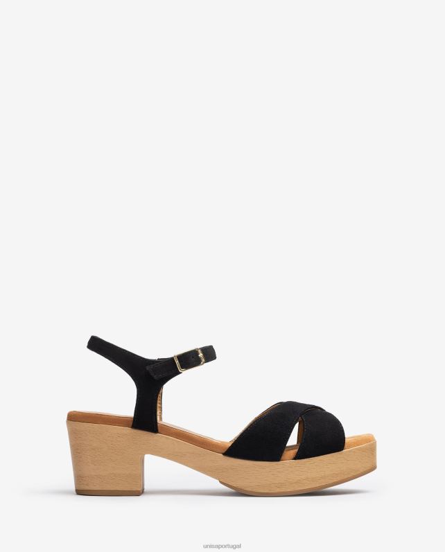 Unisa sandália tira cruzada mulheres 6V2Z6122 preto
