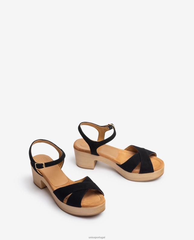Unisa sandália tira cruzada mulheres 6V2Z6122 preto