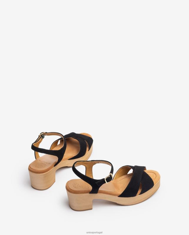 Unisa sandália tira cruzada mulheres 6V2Z6122 preto