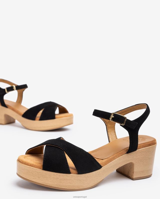 Unisa sandália tira cruzada mulheres 6V2Z6122 preto