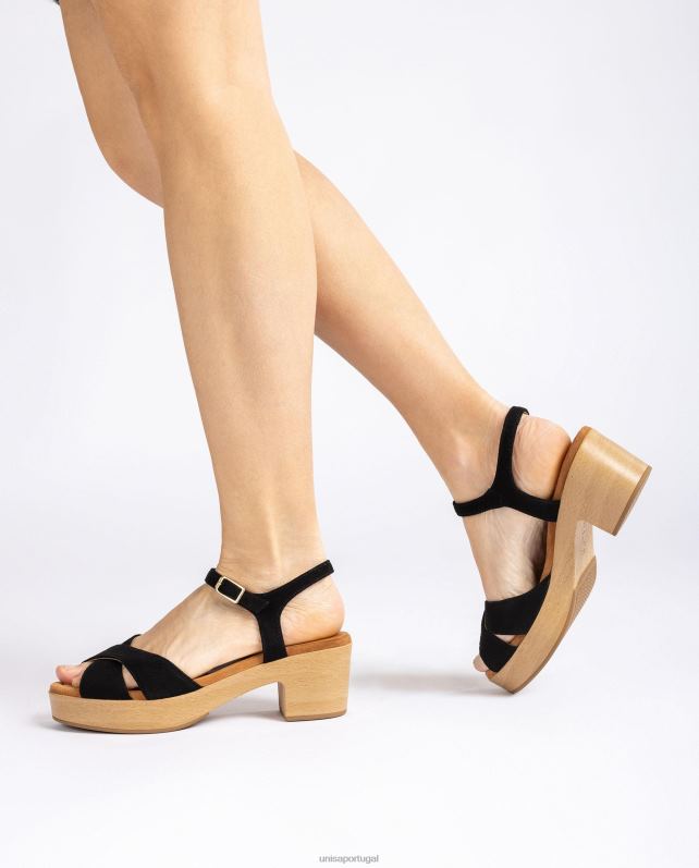 Unisa sandália tira cruzada mulheres 6V2Z6122 preto