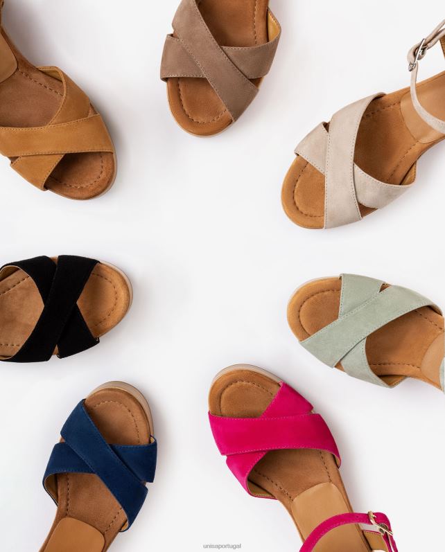 Unisa sandália tira cruzada mulheres 6V2Z6124 verde