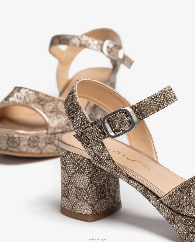 Unisa sandálias de tecido com efeito de metal mulheres 6V2Z6401 moda