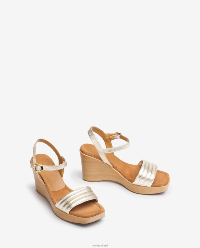 Unisa sandália bico quadrado mulheres 6V2Z6243 ouro