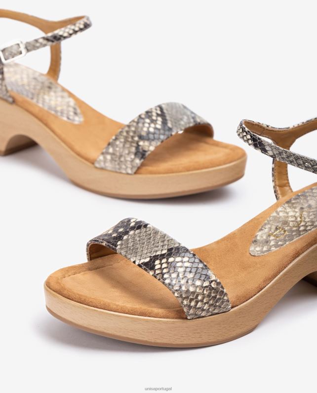 Unisa sandália bloco de couro exótico mulheres 6V2Z6400 gracioso