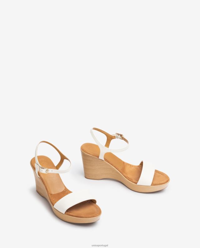 Unisa sandália de couro com bloco mulheres 6V2Z6254 branco