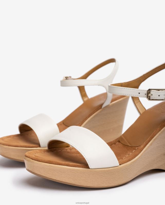 Unisa sandália de couro com bloco mulheres 6V2Z6254 branco