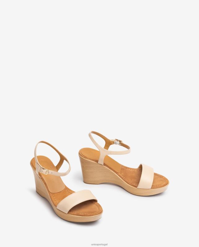 Unisa sandália de couro com bloco mulheres 6V2Z6255 bege