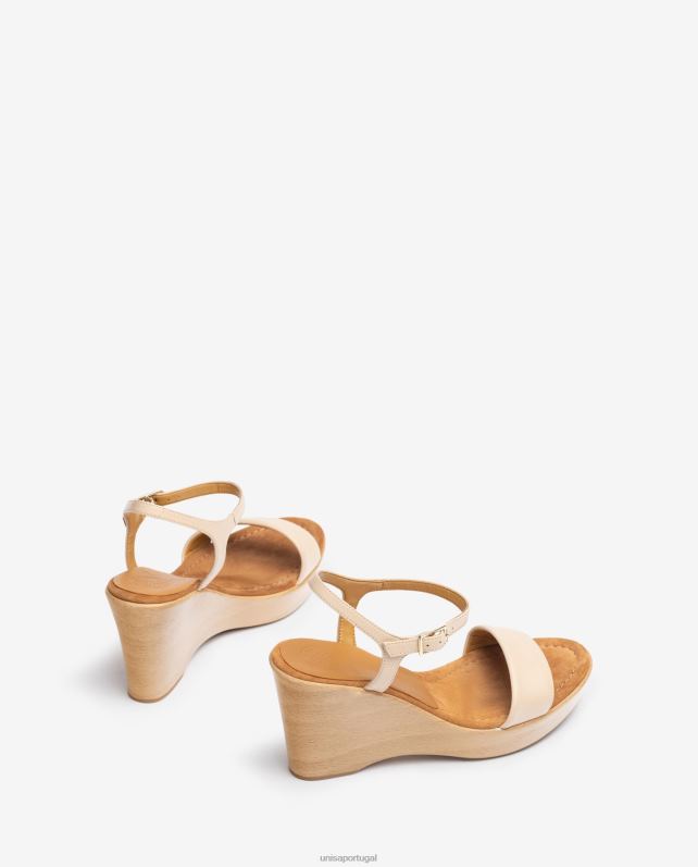 Unisa sandália de couro com bloco mulheres 6V2Z6255 bege