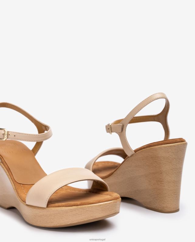Unisa sandália de couro com bloco mulheres 6V2Z6255 bege
