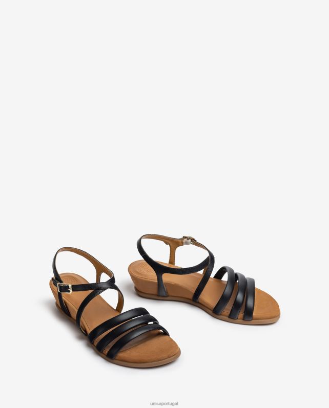 Unisa sandália de tiras acolchoada mulheres 6V2Z6353 preto