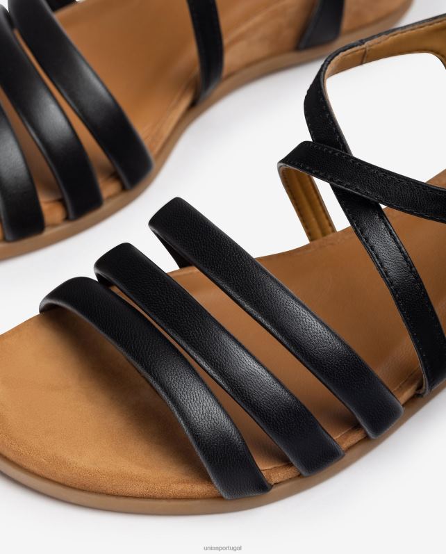 Unisa sandália de tiras acolchoada mulheres 6V2Z6353 preto