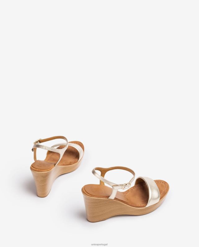 Unisa sandália efeito metalizado com bloco mulheres 6V2Z6252 gracioso