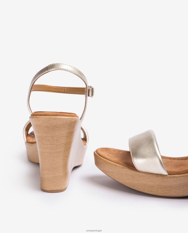 Unisa sandália efeito metalizado com bloco mulheres 6V2Z6252 gracioso
