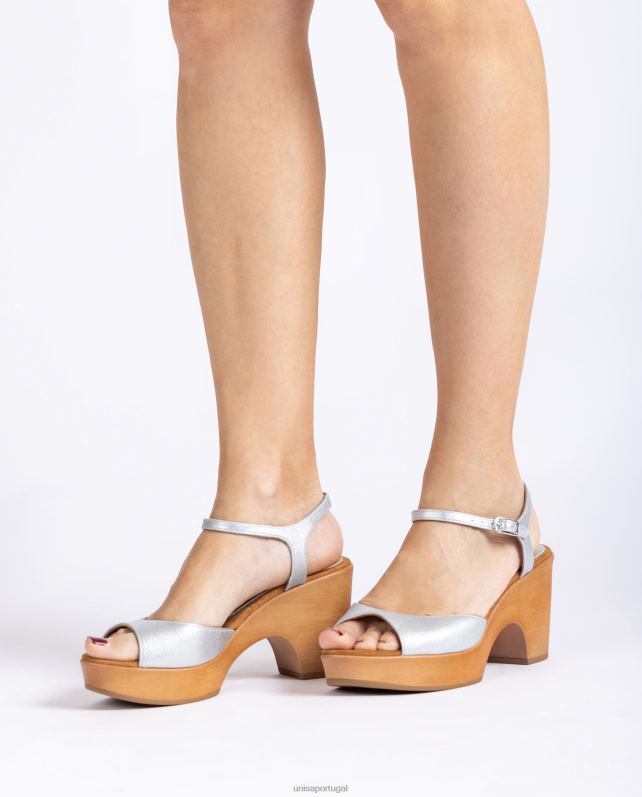 Unisa sandália meia cunha metalizada mulheres 6V2Z6229 moda