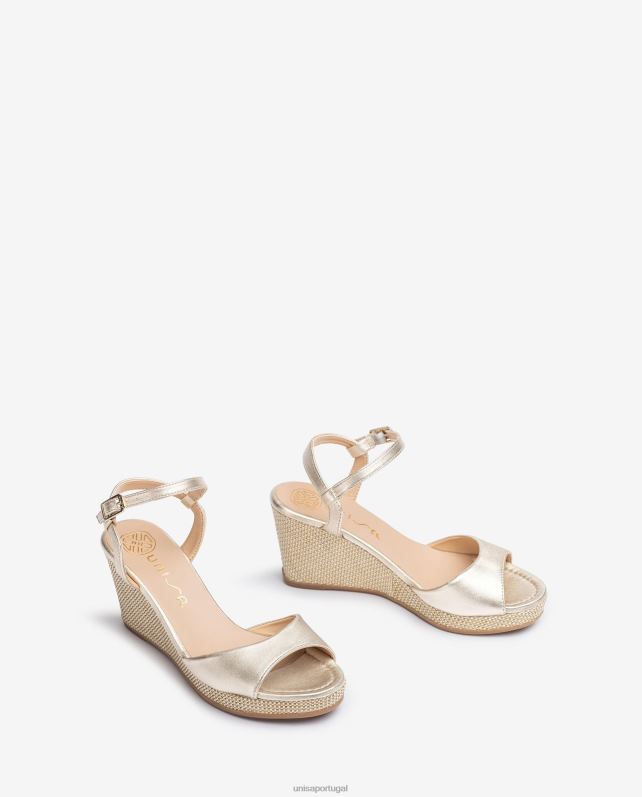 Unisa sandália salto plataforma ráfia mulheres 6V2Z6490 moda