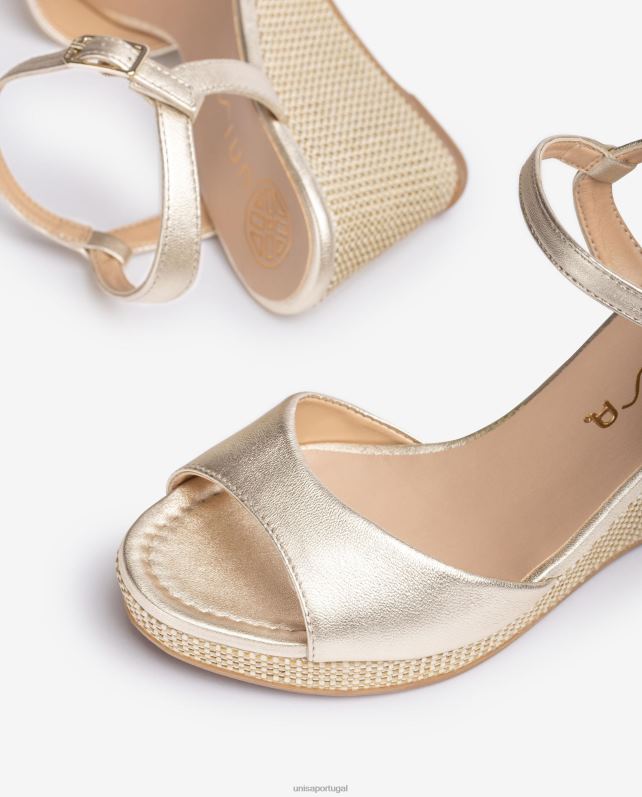 Unisa sandália salto plataforma ráfia mulheres 6V2Z6490 moda