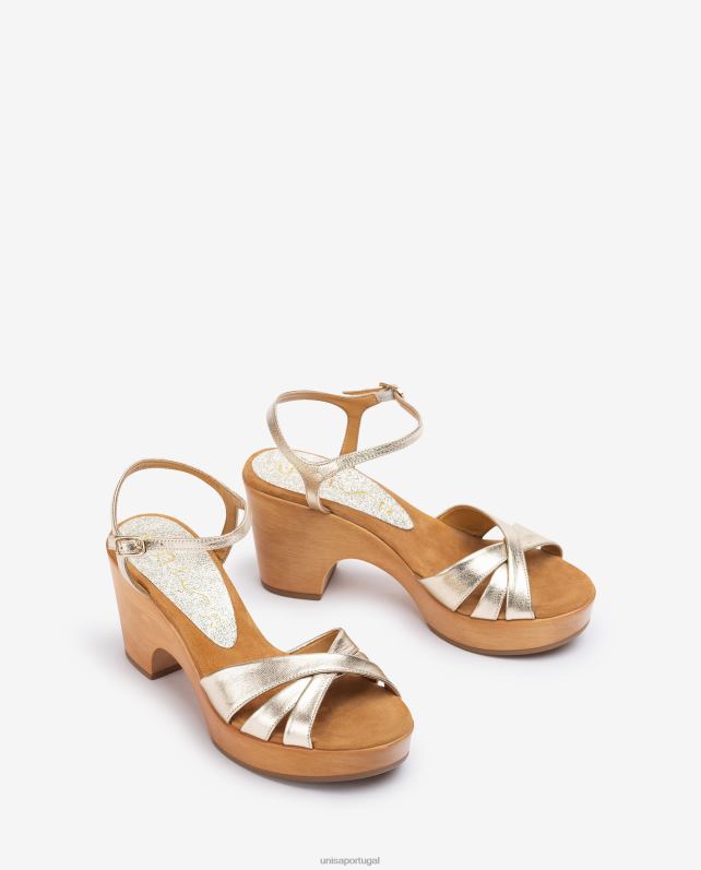 Unisa sandálias de bloco de couro mulheres 6V2Z6371 moda