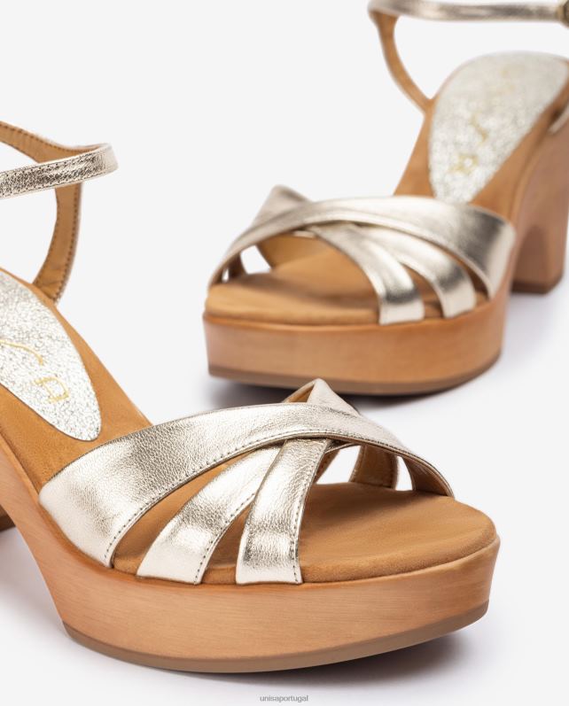 Unisa sandálias de bloco de couro mulheres 6V2Z6371 moda