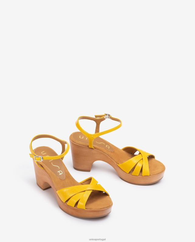 Unisa sandálias de bloco de couro mulheres 6V2Z6375 moda