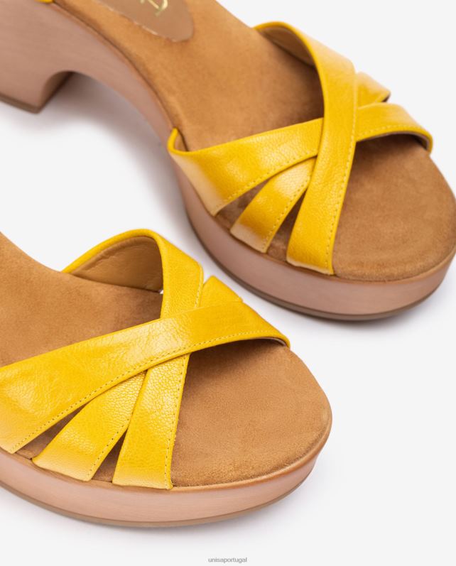 Unisa sandálias de bloco de couro mulheres 6V2Z6375 moda