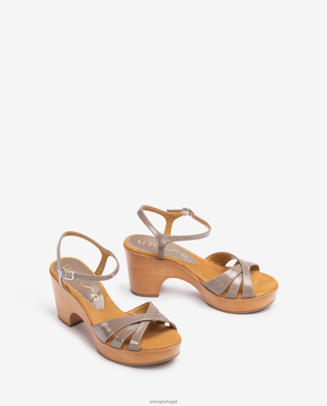 Unisa sandálias de bloco de patente mulheres 6V2Z6373 marrom