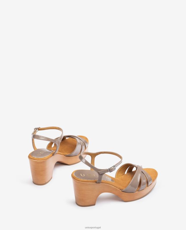 Unisa sandálias de bloco de patente mulheres 6V2Z6373 marrom