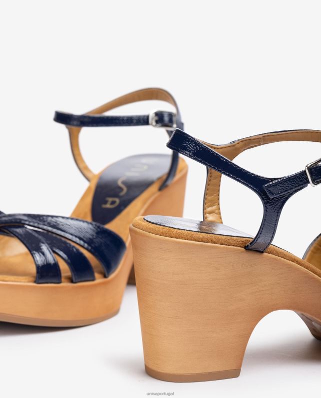 Unisa sandálias de bloco de patente mulheres 6V2Z6374 azul