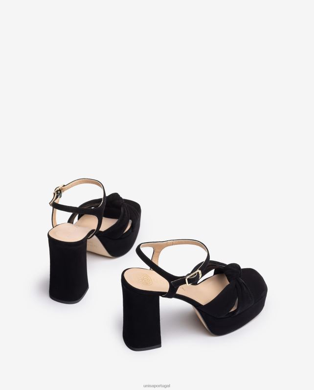 Unisa sandália bico quadrado com nó na frente mulheres 6V2Z652 preto