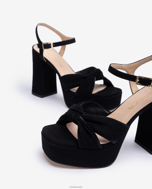 Unisa sandália bico quadrado com nó na frente mulheres 6V2Z652 preto