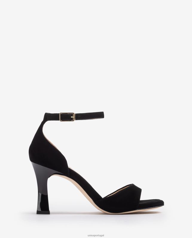 Unisa sandália camurça d'orsay com tira no tornozelo mulheres 6V2Z6260 preto